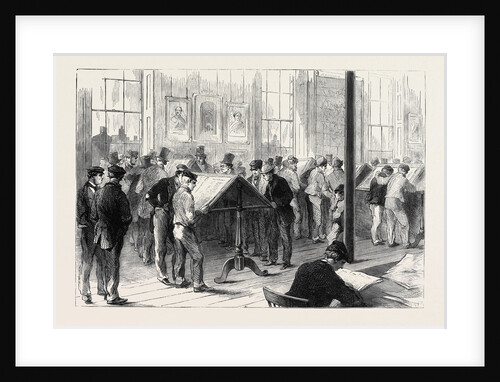 The Cotton Famine: Operatives Reading the Latest News from America a Scene in Campfield Free Library Manchester 1862 by Anonymous