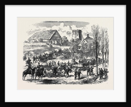 The Austro-Prussian War: Provender Waggons of the Prussian Army Passing the Saxon Frontier 1866 by Anonymous