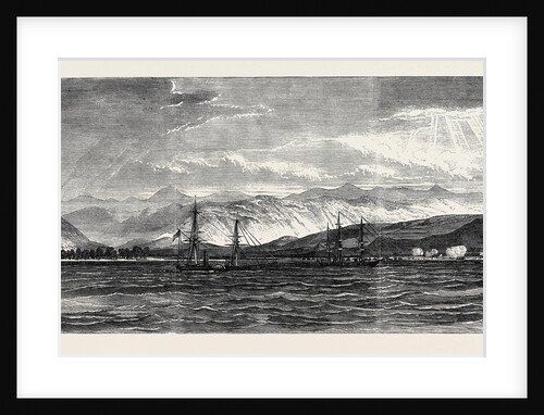 Expedition of a British Force from Aden to Shugra: View of Shugra from the Anchorage: The Troops Effecting a Landing 1866 by Anonymous