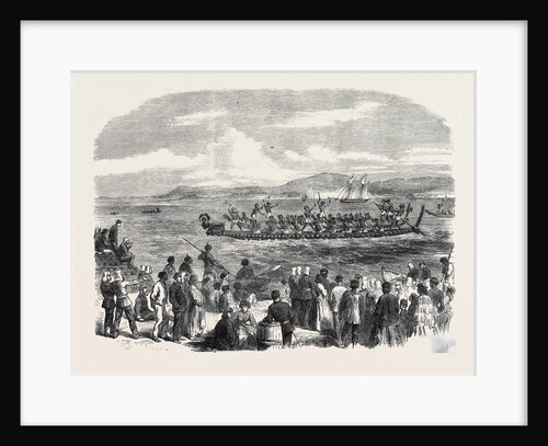 Native Games at Te Papa Camp Tauranga New Zealand: War Canoes Competing for Prizes 1866 by Anonymous