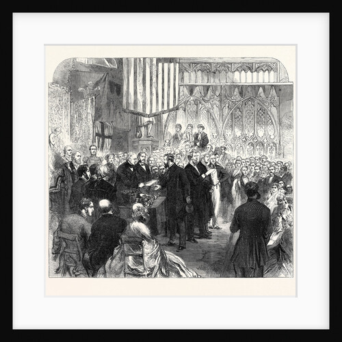 Mr. Peabody Distributing the Prizes at the Working Classes Industrial Exhibition Guildhall UK 1866 by Anonymous