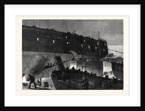 Launch of the Northumberland: Fixing the Camels at Night 1866 by Anonymous