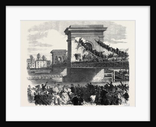 The Oxford and Cambridge University Boat Race: Scene at Hammersmith Bridge London UK 1866 by Anonymous