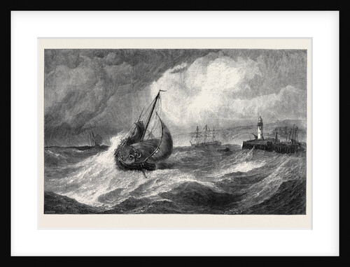 Freshening Gale Scarborough Fishing Boats Returning to Harbour, from the Royal Academy Exhibition 1871 by Anonymous