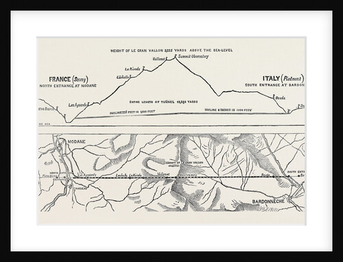 Plan and Section of the Mont Cenis Tunnel 1871 by Anonymous