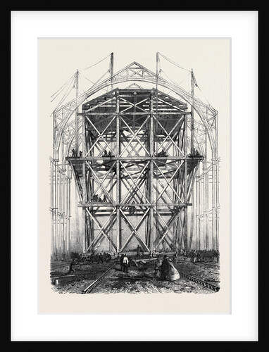 Progress of the Great Exhibition Building: The Traversing Platform Used in the Construction of the Nave. by Anonymous