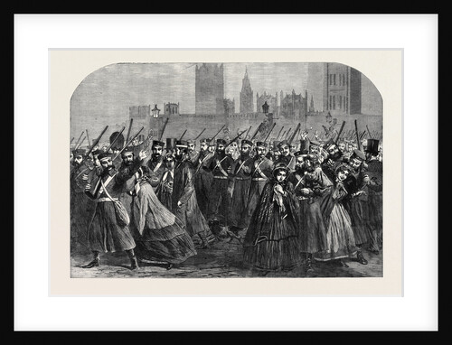 Reinforcements for Canada: The Guards Crossing Westminster Bridge on Their Way to the South Western Railway Station December 28 1861 by Anonymous