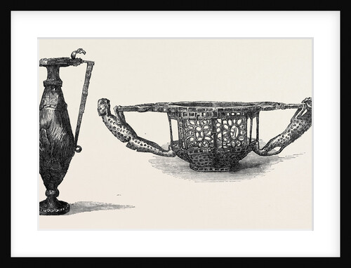 Gold Ewer or Wine Jug (Dacian 5th Century) Left Bowl or Basket with Tiger Handles (Dacian 5th Century) Right 1868 by Anonymous