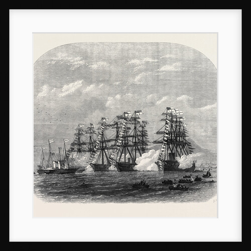 Visit of the Prince and Princess of Wales to Ireland: The Ironclad Squadron Saluting the Royal Yacht in Dublin Bay 1868 by Anonymous