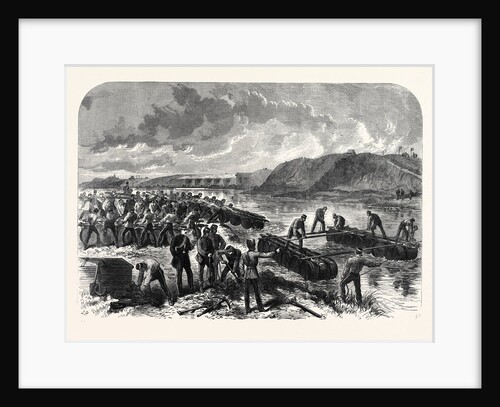 The Volunteer Review at Portsmouth: The First Hants Engineer Volunteers Constructing a Barrel-Pier Bridge for the Sortie at Hilsea Lines 1868 by Anonymous