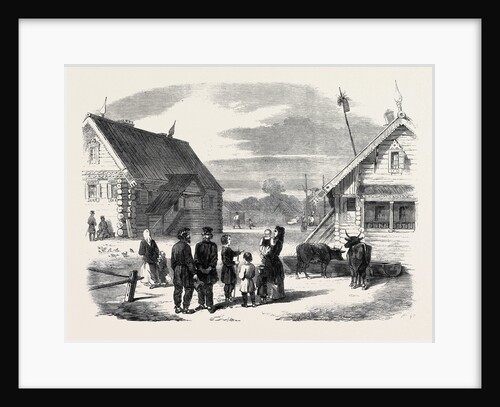 Group of Russian Serfs and Village of Goumnist Between Kostroma and Yaroslav by Anonymous
