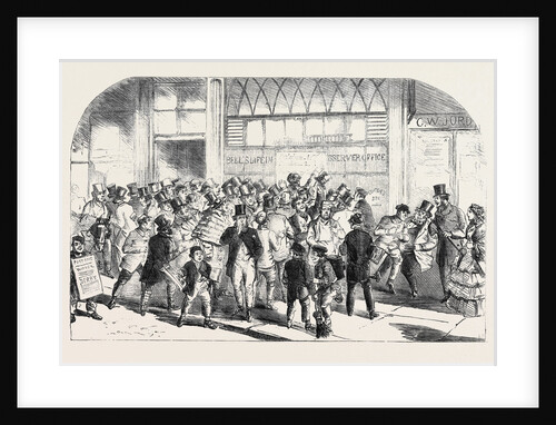 The Derby Day: Announcement of the Winner at Bell's Life Office by Anonymous