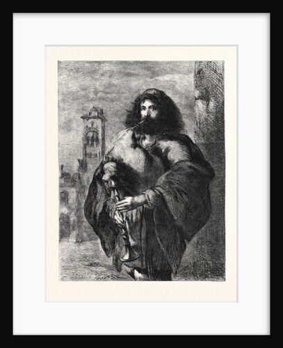 A Roman Bagpiper, in the Exhibition of the Water Colour Society 1861 by Anonymous