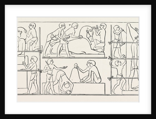Old Egyptian Representation of the Making of Two Statues and A Sphinx by Anonymous