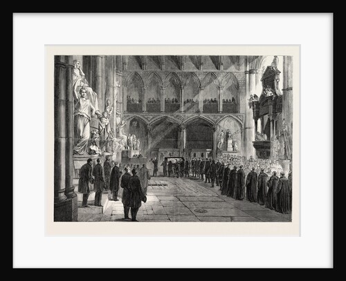 Funeral of Lord Palmerston: The Procession to the Grave in the Interior of Westminster Abbey, London, 1865 by Anonymous