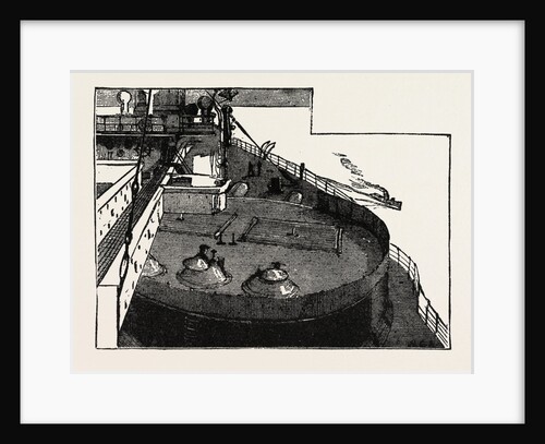 The New War Ship of the British Navy, H.M.S. Inflexible: Looking Over the Turret from the Fore Bridge: Sighting the Guns from the Manholes in the Turret, 1882 by Anonymous