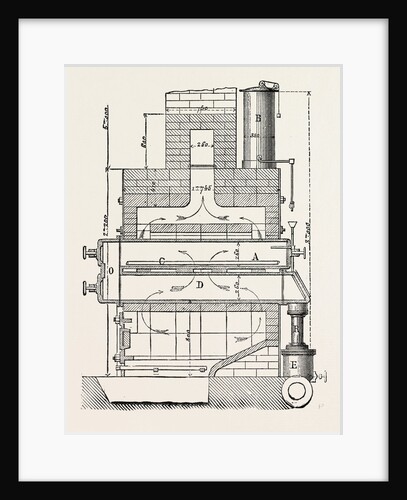 Compressed Oil Gas for Lighting Cars, Steamboats, and Buoys: Section a Furnace, 1882 by Anonymous