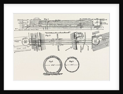 Technical Drawing of the Tunnel Under the River Clyde at Glasgow, UK, 1890 by Anonymous