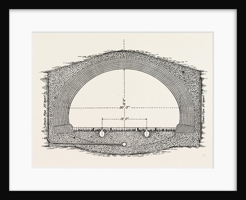 Cable Railway Tunnel Under River Near Van Buren Street, Chicago, 1890: Section Under Railway Tracks by Anonymous