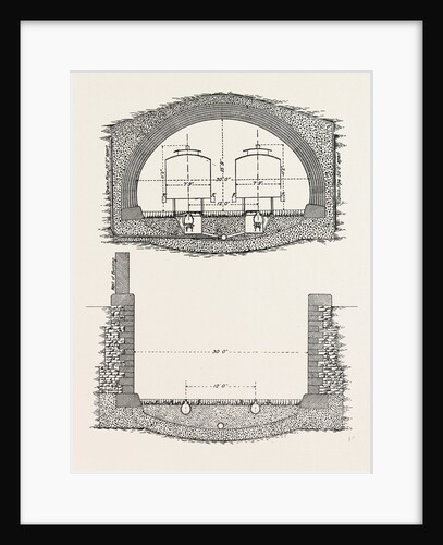 Cable Railway Tunnel Under River Near Van Buren Street, Chicago, 1890: Ordinary Section, and Section of Open Approach by Anonymous