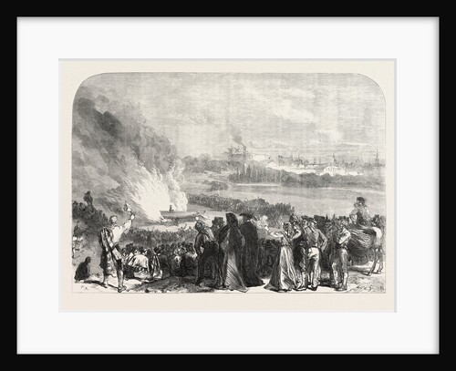 The Revolution in Spain: Burning the Garotting Scaffold at Madrid, 1868 by Anonymous