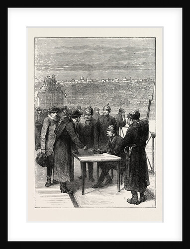 The Prussians Examining Passes at the Bridge of Asnieres, France, 1871 by Anonymous