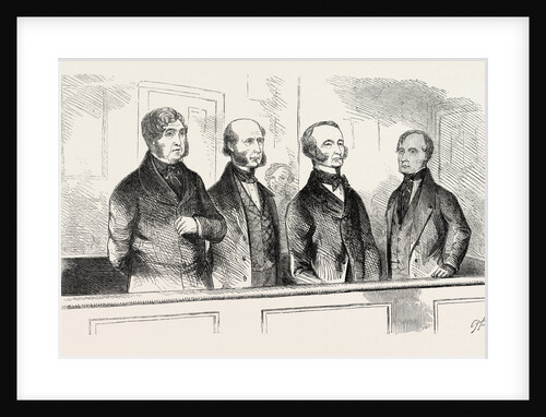 A Sketch at Bow Street on July 11, 1855; Sir J.D. Paul, Strahan, Bates, Tyrrell (Jailer) by Anonymous