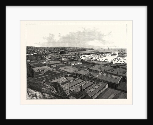 Chile: The Port of Valparaiso, Showing the Custom Houses, Dry Floating Dock, and Business Portion of the City by Anonymous