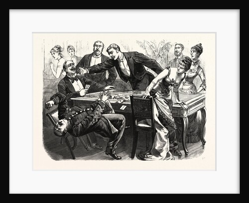 The Black Robe Scene in the Drawing-Room at Boulogne, Romayne Knocking Down the General at the Card Table by Anonymous