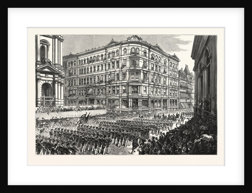 Massachusetts: The Boston Celebration, the Twenty-Third Regiment, N.G.S.N.Y., Passing the Maverick National Bank, Post Office Square by Anonymous