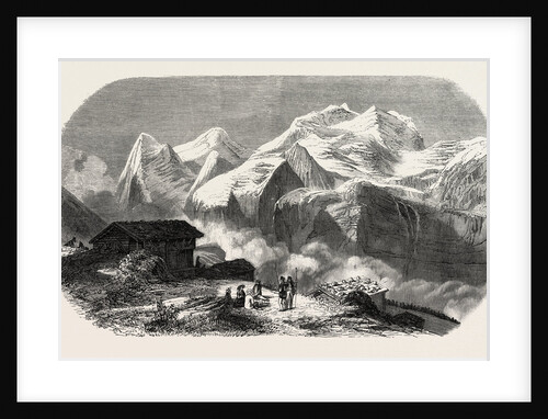 The Eiger, Moench and Jungfrau (canton of Bern), Switzerland, 1855, Engraving by Anonymous
