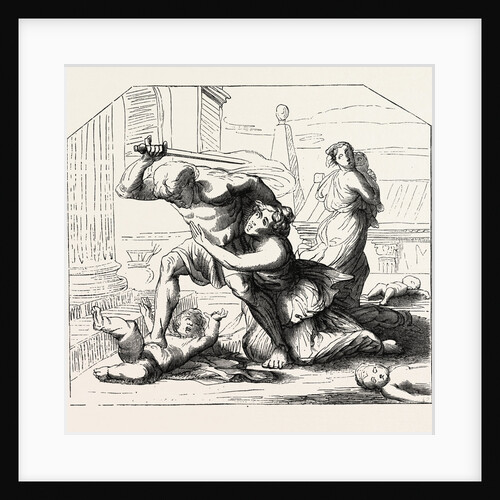 Massacre of the Innocents by Nicolas Poussin: Primitive sketch by Anonymous