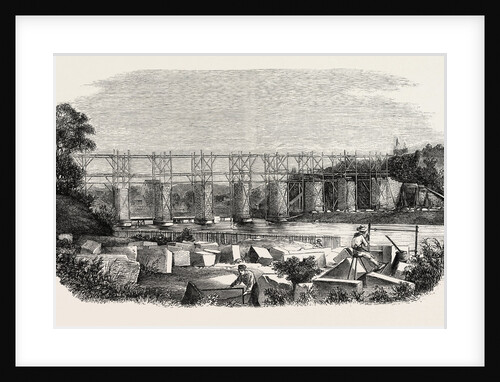 Construction of the viaduct of Mayenne, in Laval (railroad west), France by Anonymous