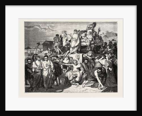 The death of Caesar, painting by M by Anonymous