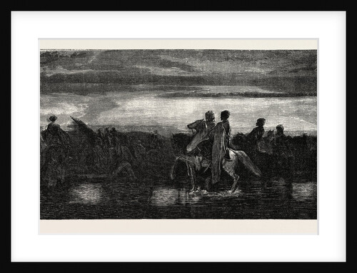 Asian Turkish Cavalry Crossing a Ford, Engraving 1855 by Anonymous