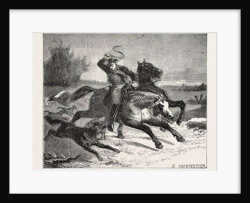 Salon of 1855. French School. Postilion Attacked by Wolves, Engraving by Anonymous
