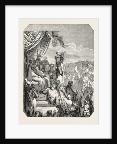 Salon of 1855. Preaching of the Second Crusade by St. Bernard, Engraving by Anonymous