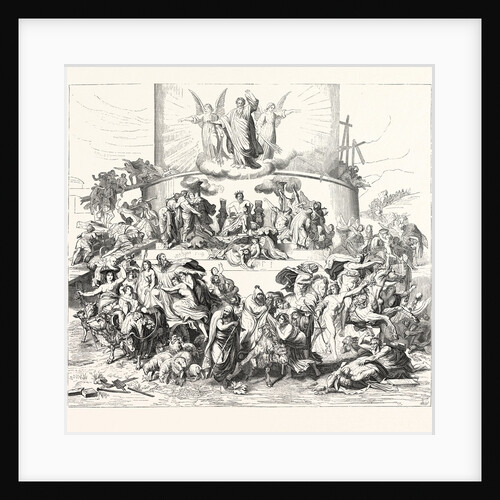 Salon of 1855. Prussian School. The Tower of Babel, Engraving by Anonymous