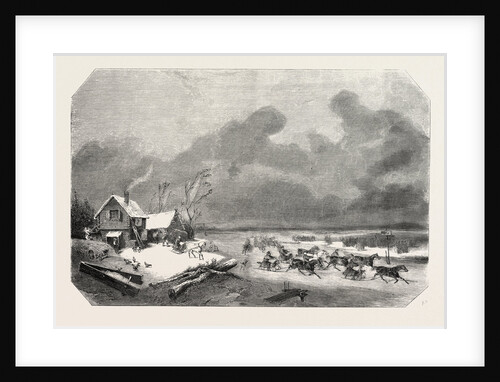 Sweden. Trotting Race on a Lake in Sweden, Engraving 1855 by Anonymous