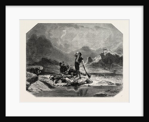 Salon of 1855. Swiss School. Stop Hunting Chamois, Engraving by Anonymous