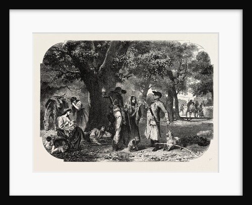 School Baden and Nassau. Gypsies, Engraving 1855 by Anonymous