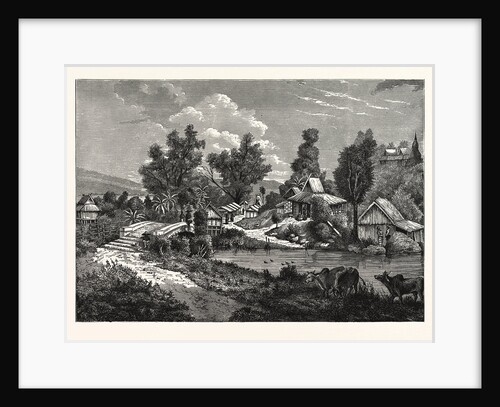 A Hamlet and Bridge in Cambodia by Anonymous