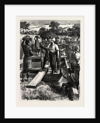 Signs of Peace Zulu Women Crossing a Temporary Bridge Built by the Royal Engineers, the Zulu War by Anonymous