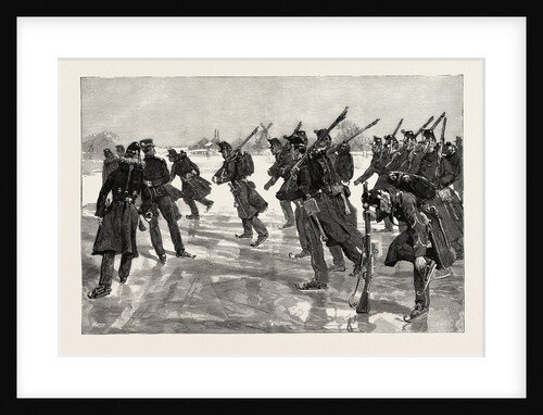 Dutch Soldiers Drilling on the Ice on the Amstel, Holland, the Netherlands by Anonymous