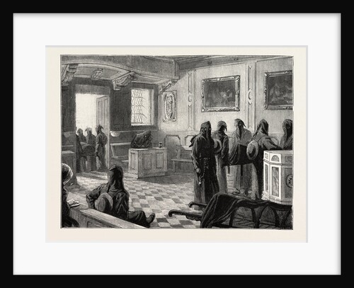The Queen at Florence, Italy, the Chapel of the Misericordia Brothers of Mercy Assembling for Their Duties by Anonymous