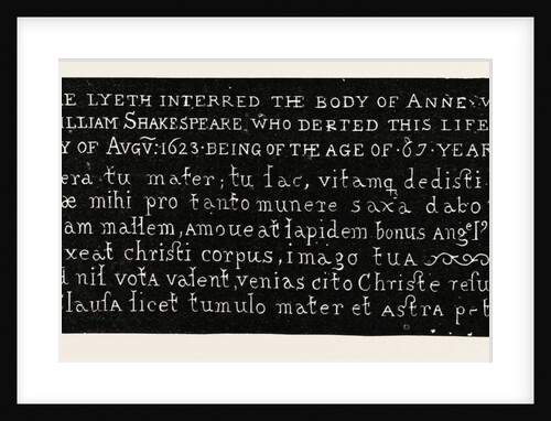 Inscription on the Gravestone of Shakespeare's Wife, Holy Trinity Church, Stratford-on-Avon by Anonymous