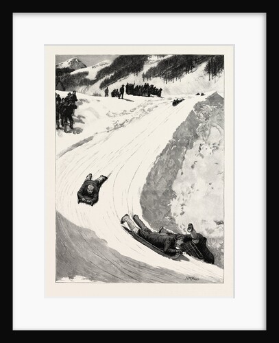 Tobogganing at St. Moritz, Engadine, Switzerland, Sled, Bobsleigh by Anonymous