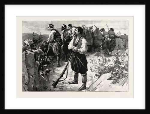 The Troubles in Crete, Insurgents in a Mountain Fastness on the Look Out for the Turkish Troops, Greece by Anonymous