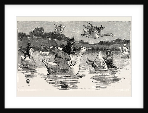 To Show Them His Poultry, He Turned Them All Loose, When Each Nimbly Leaped on the Back of a Goose, which Frightened Them So, that They Ran to the Sea, and Half-Drowned the Cats of Dame Wiggins of Lee by Anonymous