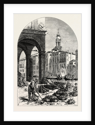 Vegetable Market on the Grand Canal, Near the Rialto, Venice, Italy by Anonymous